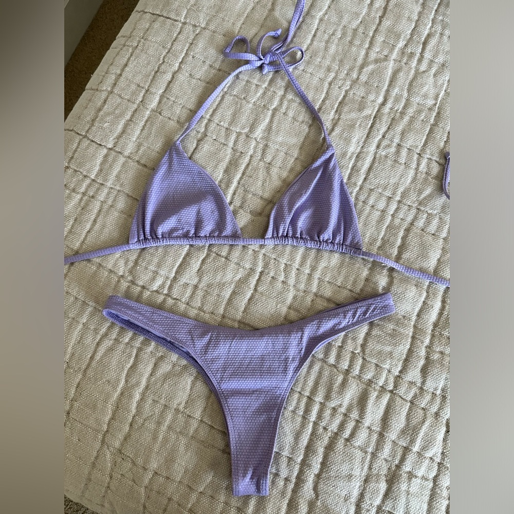 Purple sparkle Frankie’s Bikinis set